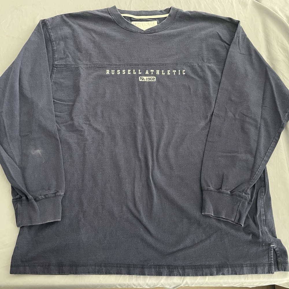 Vintage 90s Russell Athletic Blank T Shirt Mens XL Long Sleeve Preppy Rugby